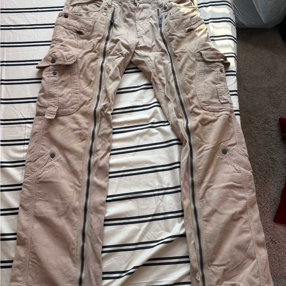 D&G Beige Cargo Pants with Zipper Detail